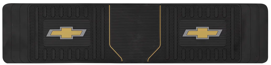 001818R03 – PLASTICOLOR Floor Mat, Black Orange Chevy Bowtie Rubber 1 Piece